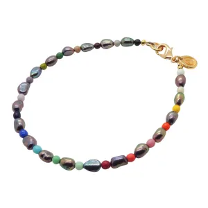 Rainbow Peacock Freshwater Pearl Anklet