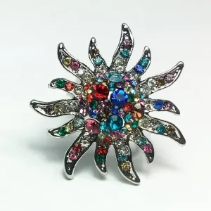 Rainbow Starburst Adjustable Stainless Steel Cocktail Ring