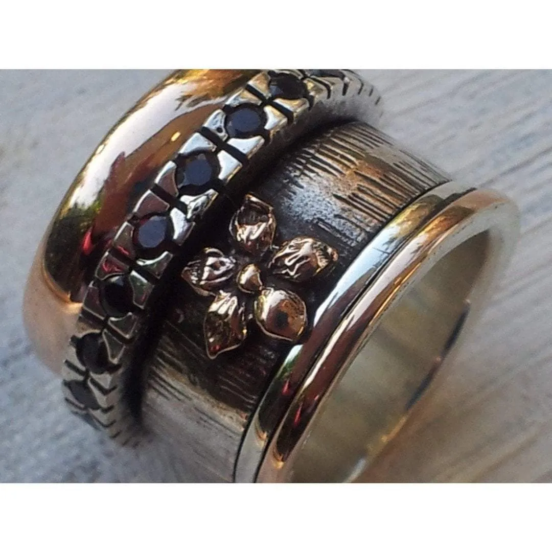 Ring for woman, garnet ring , spinner ring for woman , spin ring