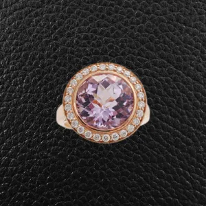 Rose Amethyst & Diamond Ring