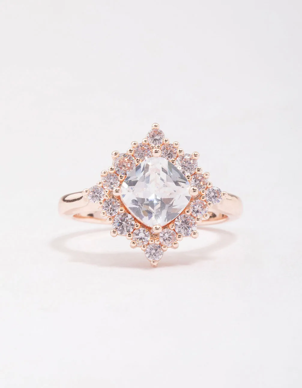 Rose Gold Cubic Zirconia Framed Square Ring