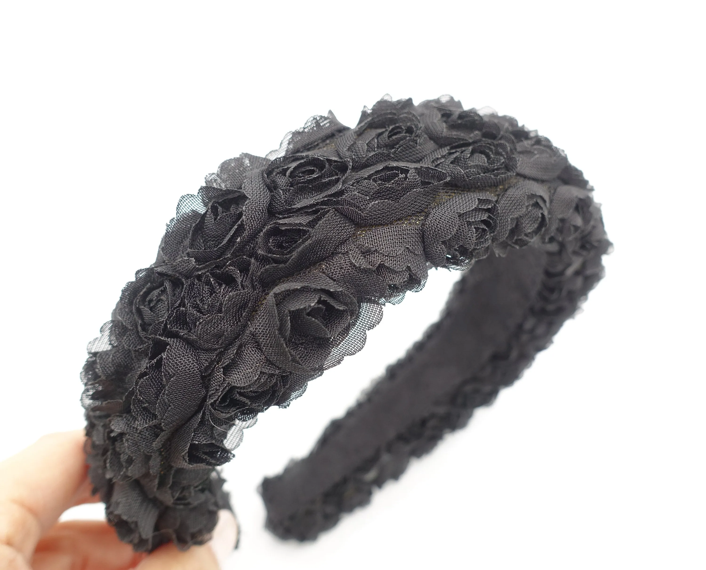 rosebud padded headband arch flower pattern hairband cute hair accessory for women