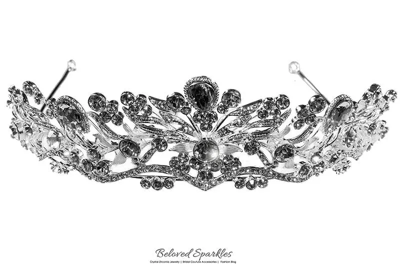 Sabella Victorian Art Deco Crystal Silver Tiara