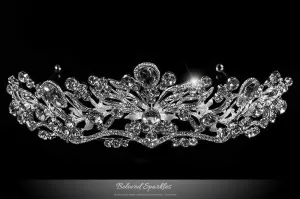 Sabella Victorian Art Deco Crystal Silver Tiara