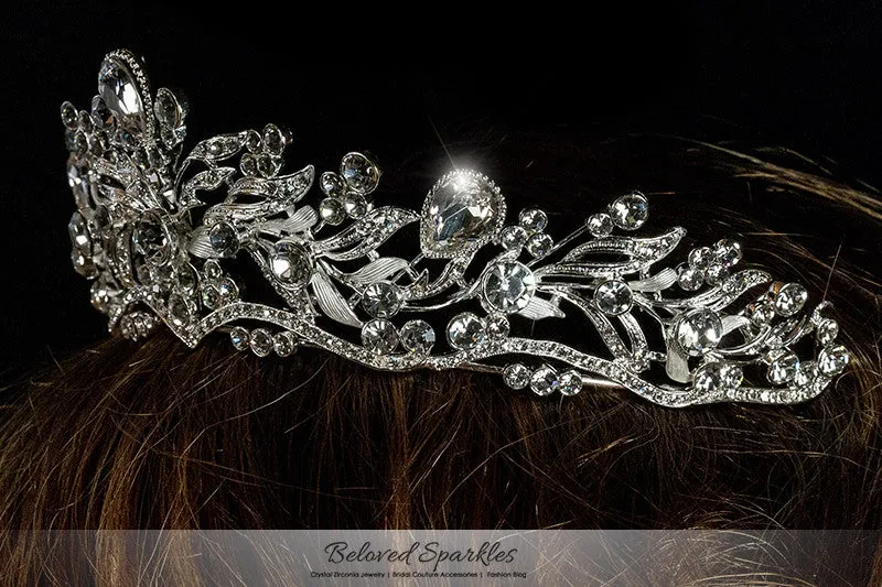 Sabella Victorian Art Deco Crystal Silver Tiara