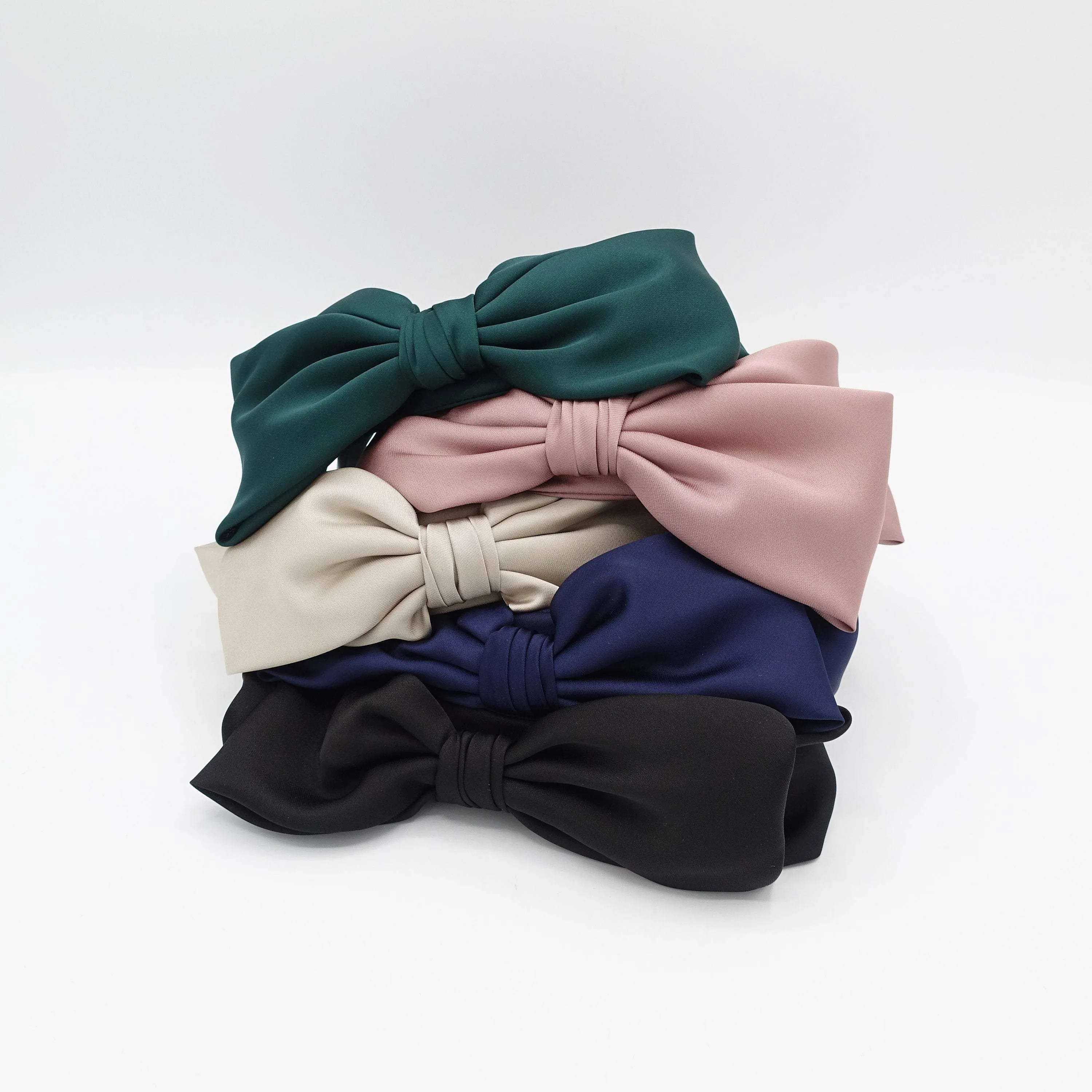 side satin bow headband layered hair bow hairband for women