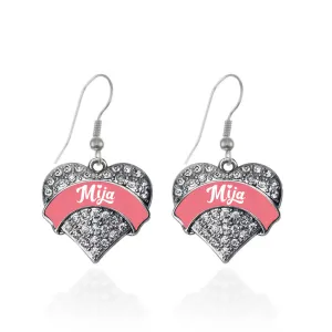 Silver Coral Mija Pave Heart Charm Dangle Earrings