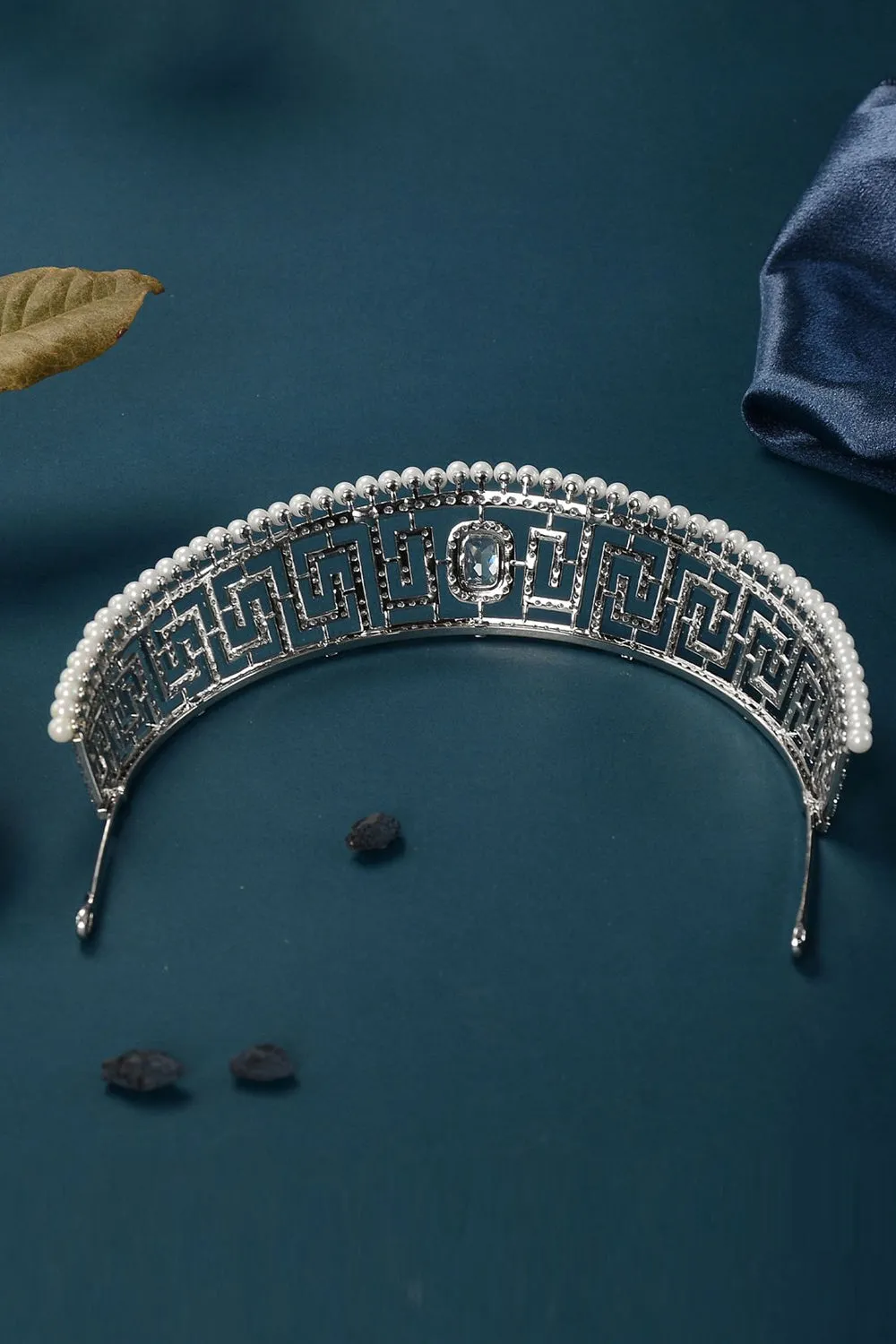 Silver Pearl Rhinestone Tiara