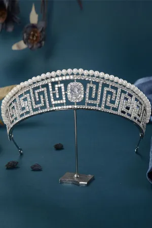 Silver Pearl Rhinestone Tiara