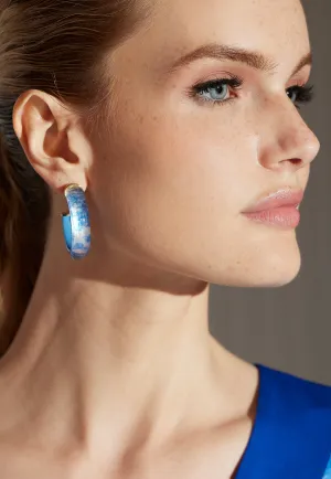 Small Hoop Earrings in Blue Coral