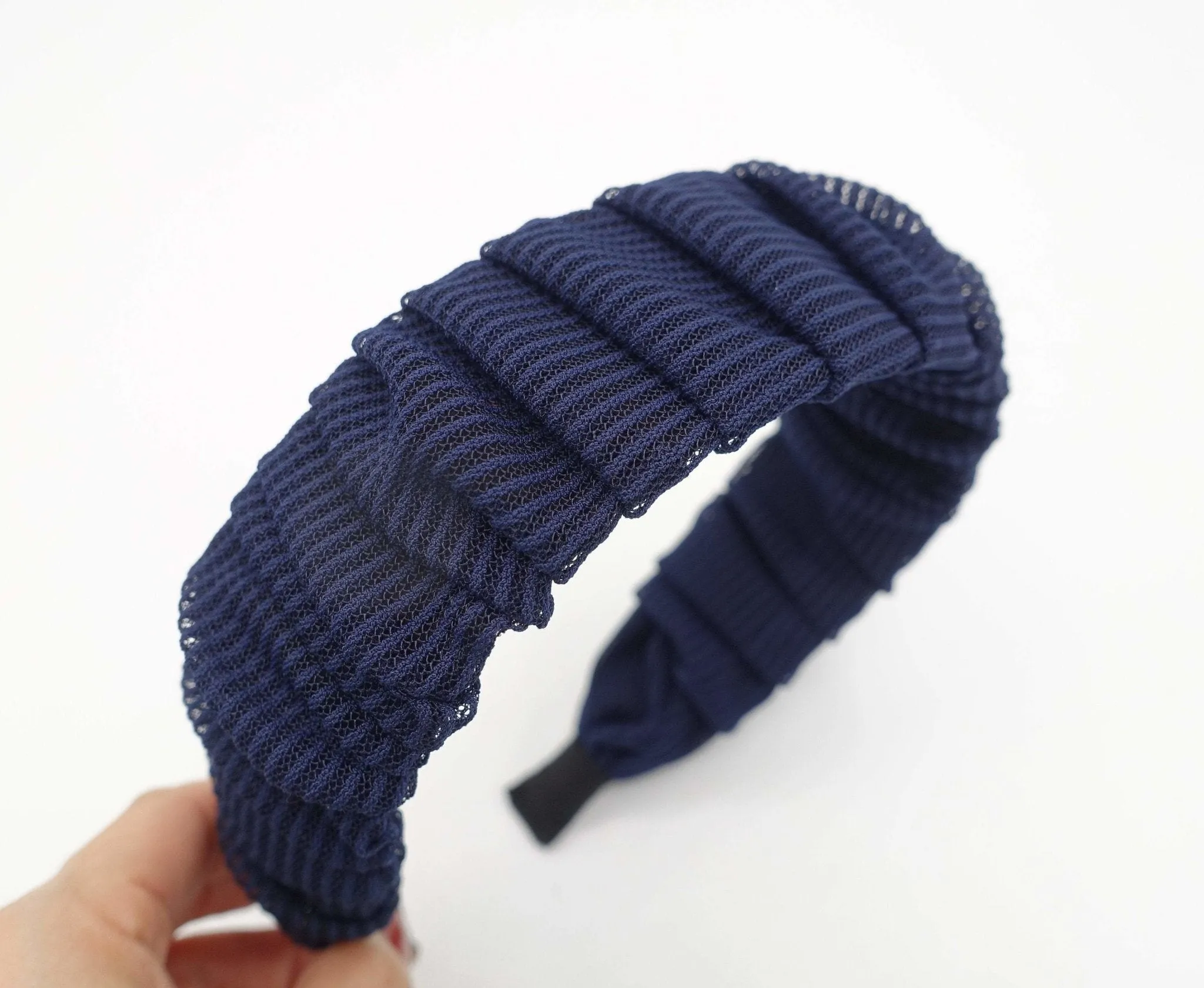 Spring headband chiffon pleated hairband grosgrain mesh Summer hair accessory for women