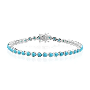 Sterling Silver 19ct Heart Turquoise Bracelet