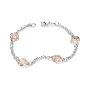 Sterling Silver & Rose Gold Vermeil Filigree Bracelet