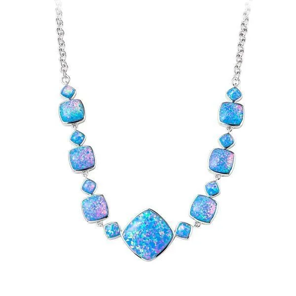 Sterling Silver Opal Cushion Cut Necklace by Alamea