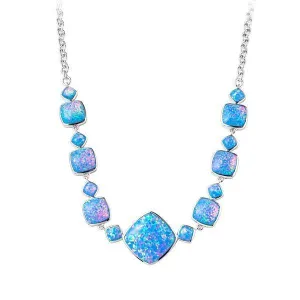 Sterling Silver Opal Cushion Cut Necklace by Alamea