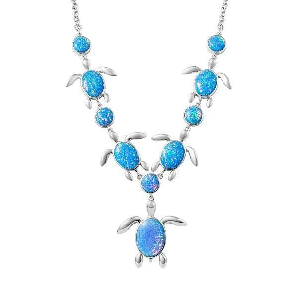 Sterling Silver Opal Honu Turtle Charm Necklace by Alamea