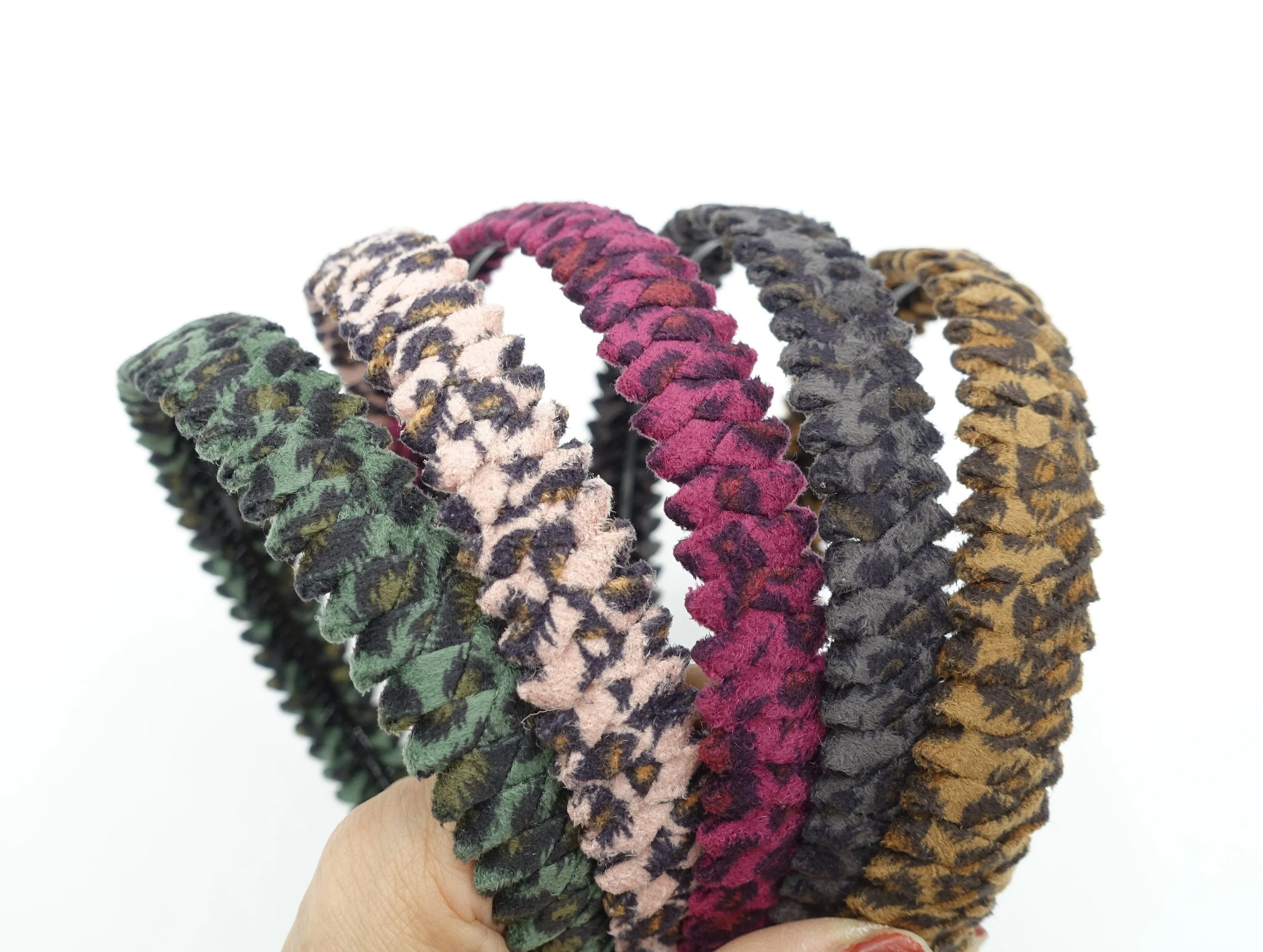 Suede leopard print headband saw pattern wrap hairband women hair accessory