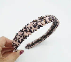 Suede leopard print headband saw pattern wrap hairband women hair accessory