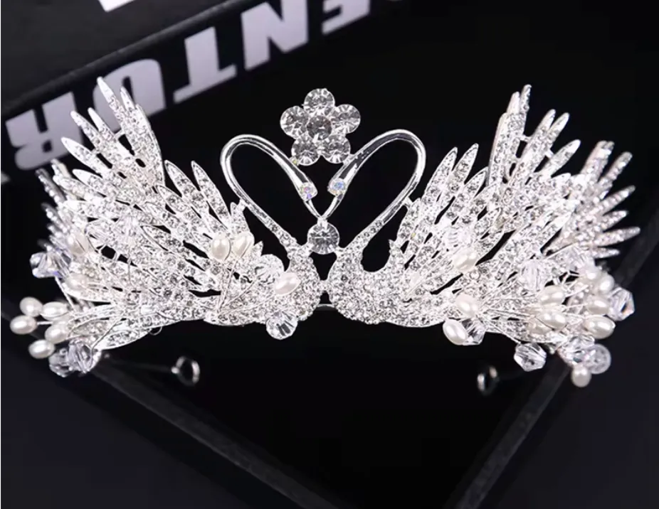 Swan Crystal Rhinestone Ballet Princess Crown Hair Accessories