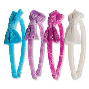 Thin Eyelet Lace Bow Headbands - 4 Pack