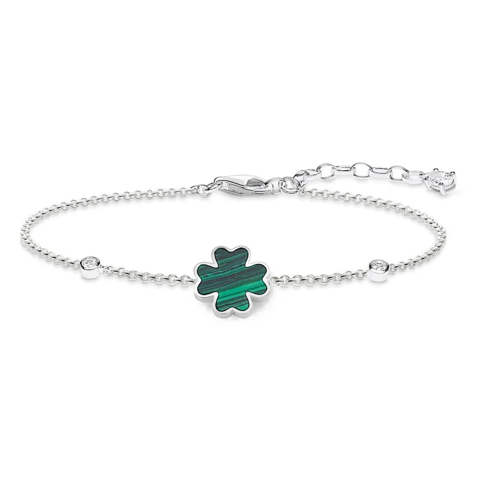 Thomas Sabo Riviera Colours Green Cloverleaf Bracelet A1766-478-6-L19v