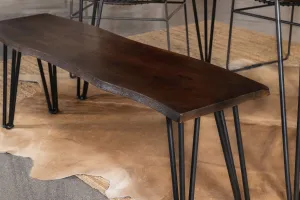 Topeka Live-edge Dining Bench Mango Cocoa and Gunmetal