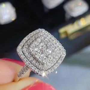 Trendy Jewelry Elegant Dazzling Full Micro Paved Cubic Zircon Cocktail Ring