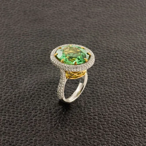 Tsavorite & Diamond Ring