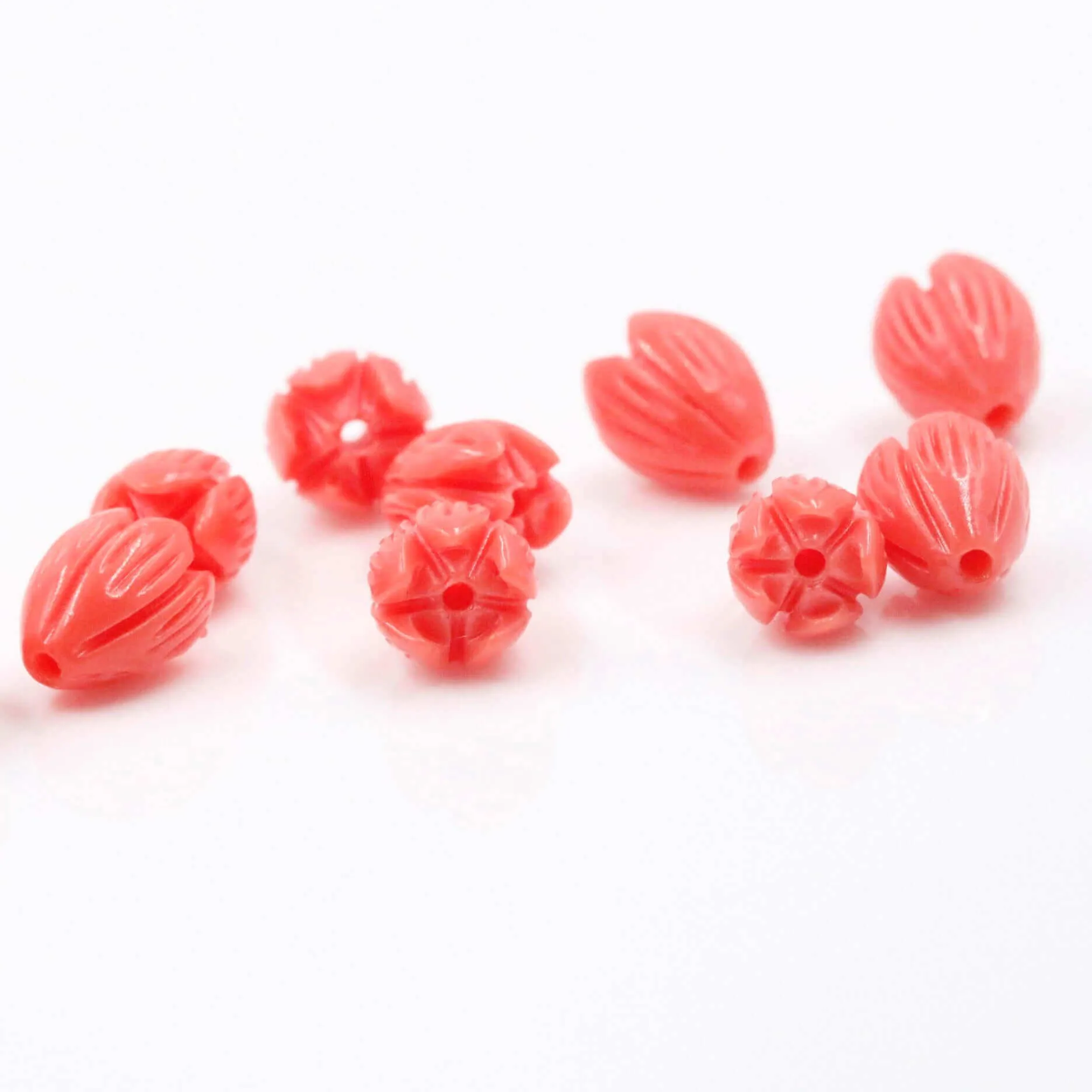 Tulip Beads Composite Coral Tulip Beads Flower Beads Resin Coral Pink Beads Pink Beads Orange Beads DIY Jewelry DIY Supplies SKU: 6143237