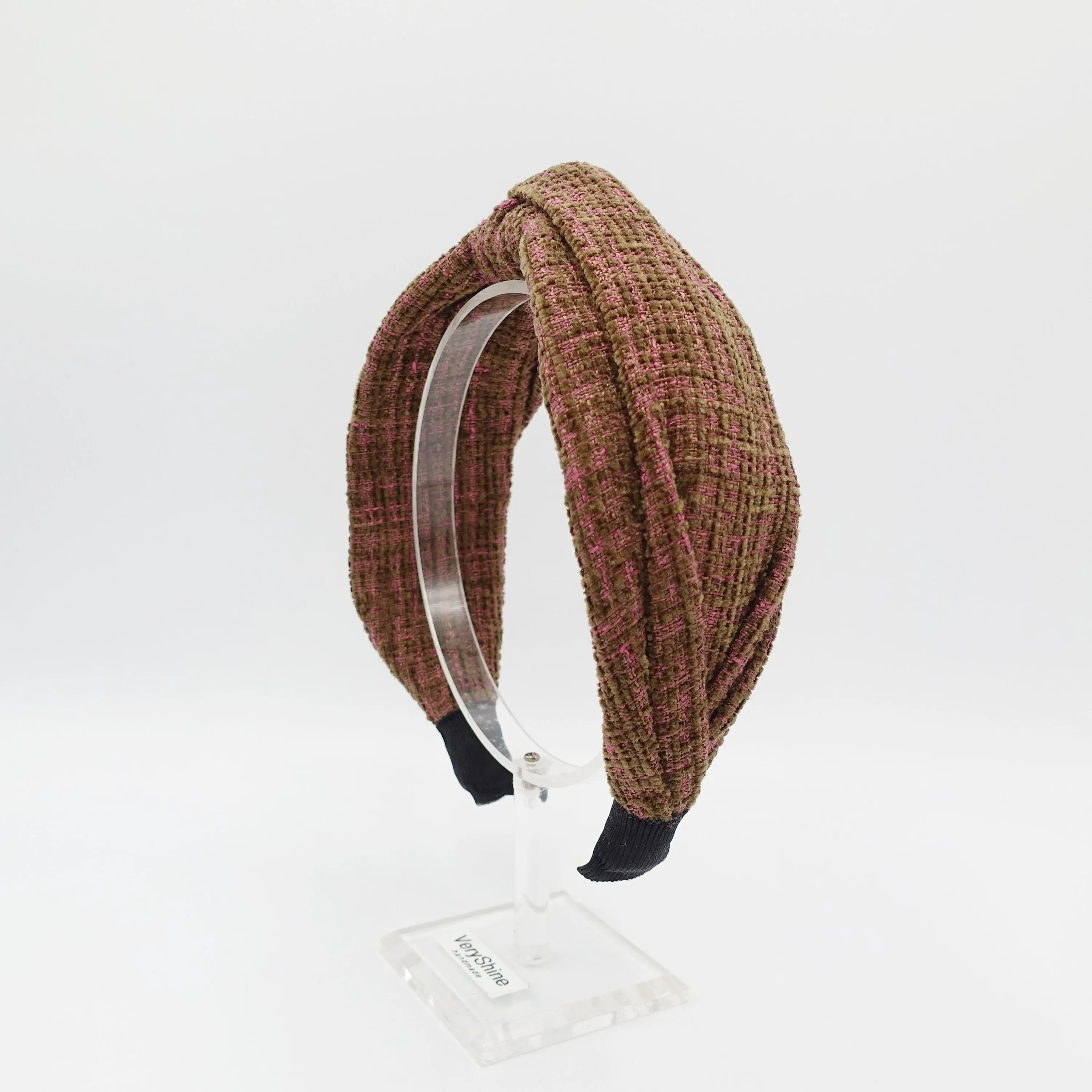 tweed cross headband  frayed pattern Fall Winter hairband women hair accessory