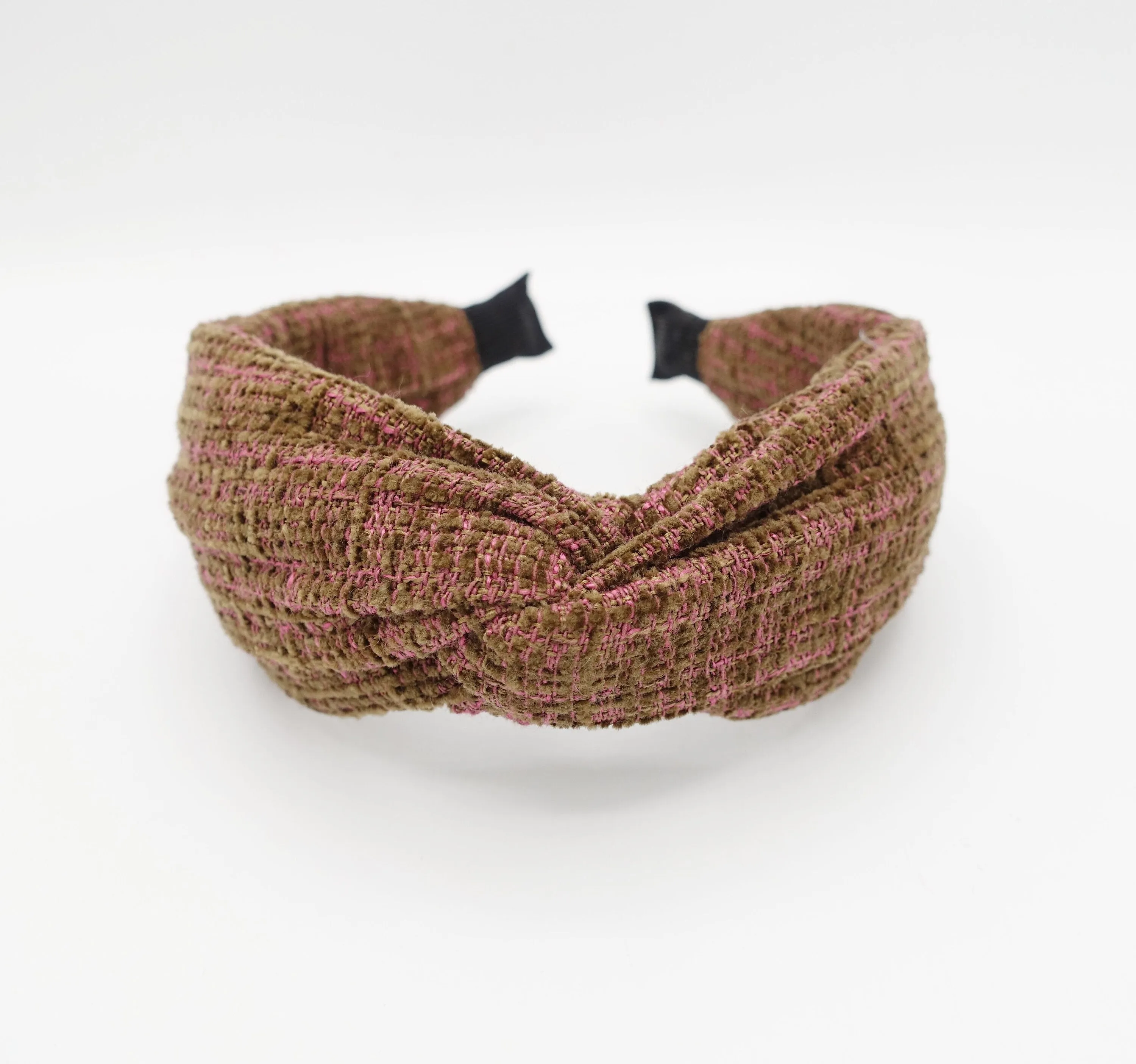 tweed cross headband  frayed pattern Fall Winter hairband women hair accessory