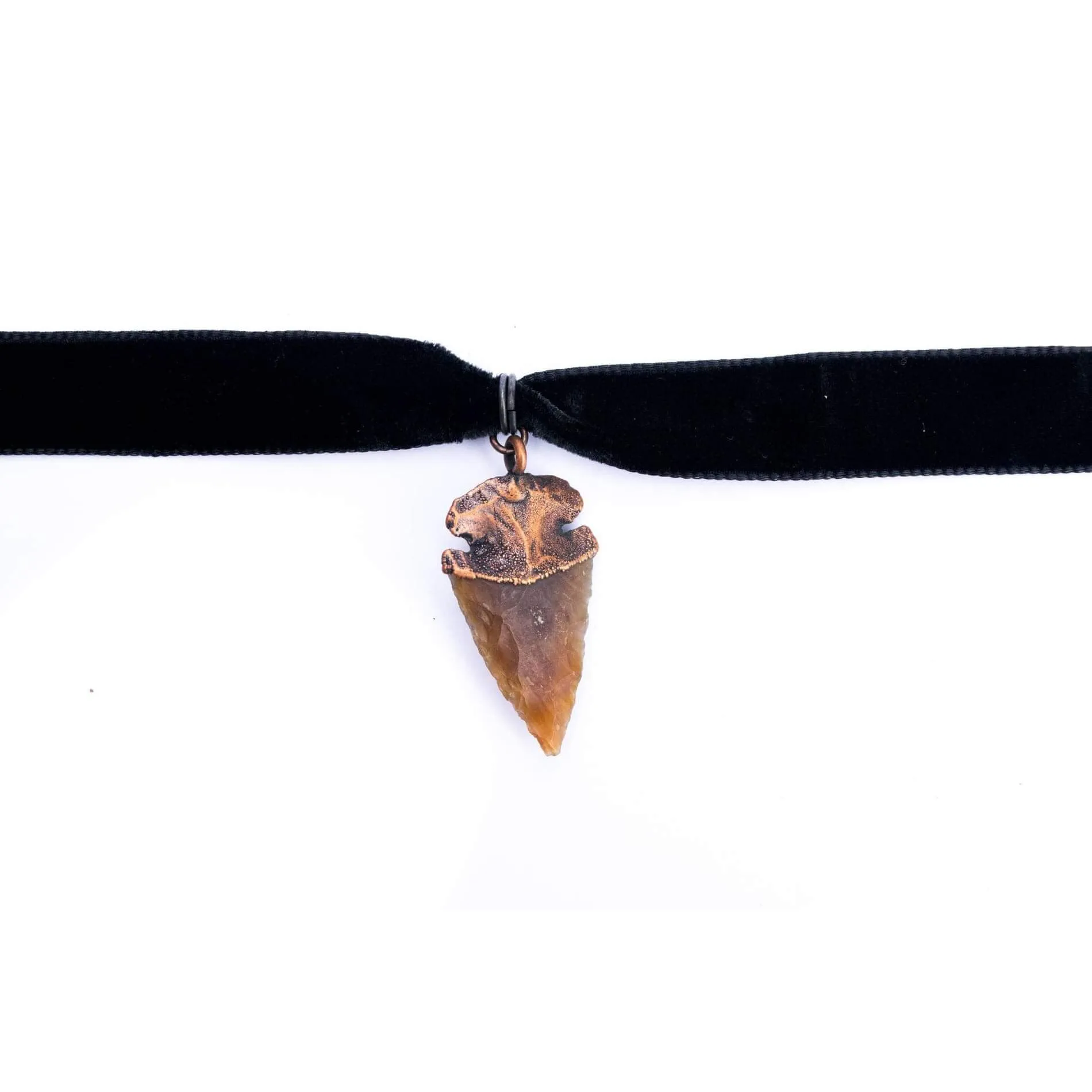 Velvet arrowhead necklace | Raw crystal jewelry | Velvet crystal choker