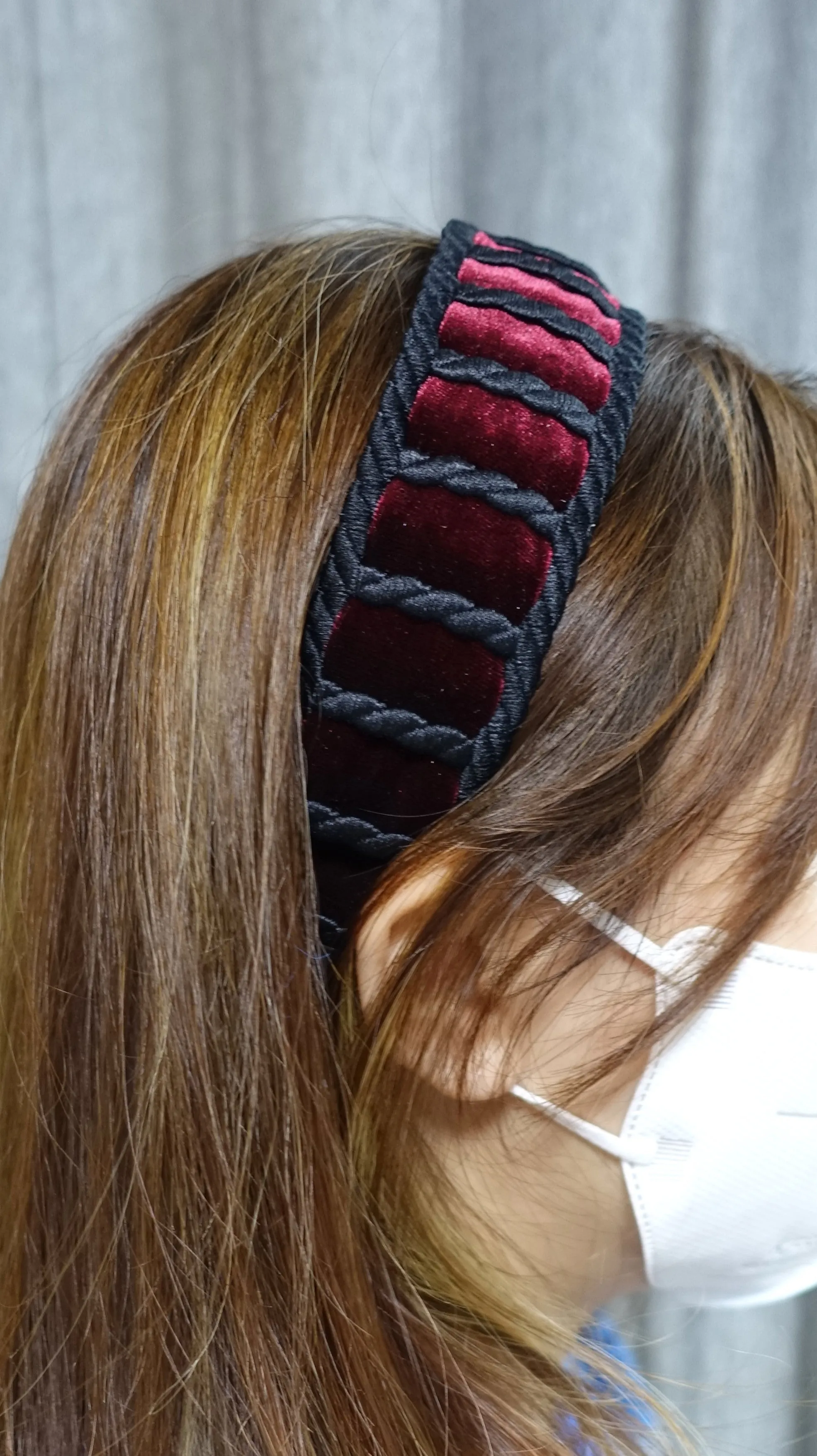 velvet headband rectangle frame embellished hairband unique Fall Winter hair accessory for women