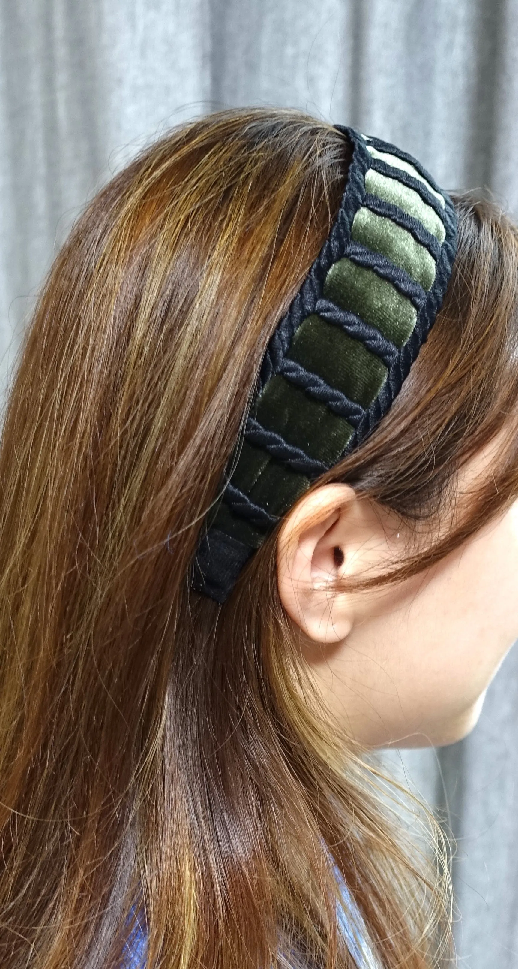 velvet headband rectangle frame embellished hairband unique Fall Winter hair accessory for women