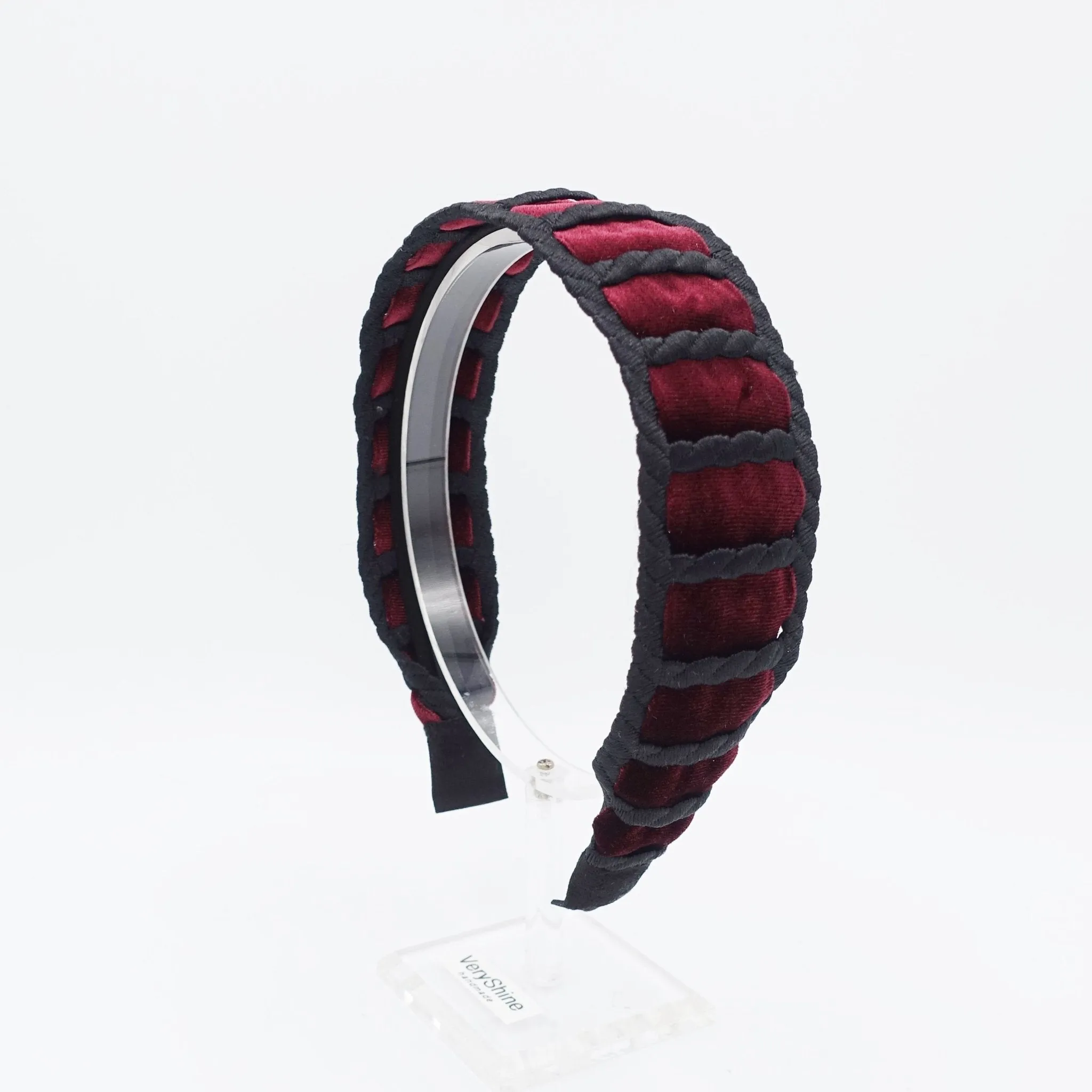 velvet headband rectangle frame embellished hairband unique Fall Winter hair accessory for women