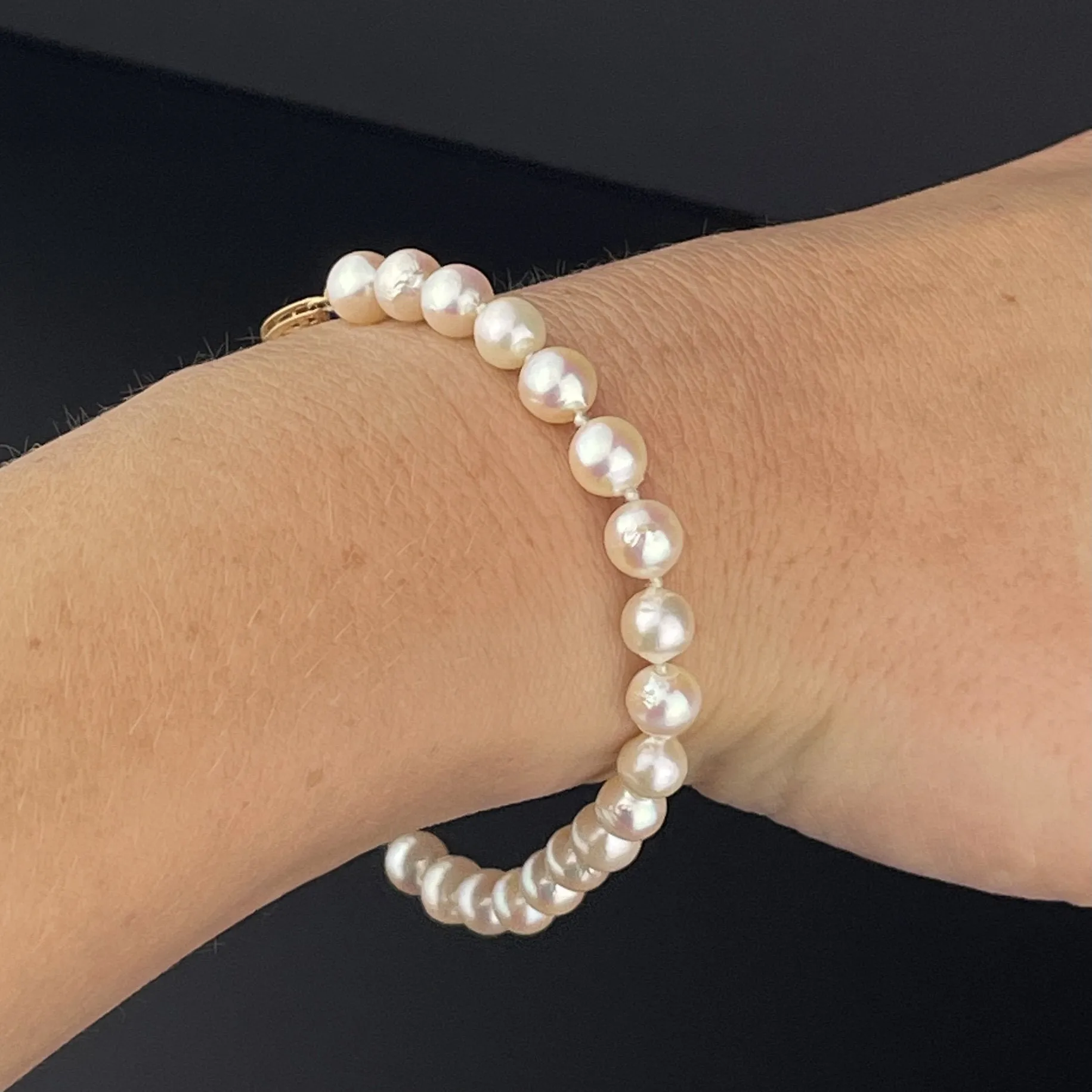 Vintage 14K Gold Cultured Pearl Single Strand Bracelet