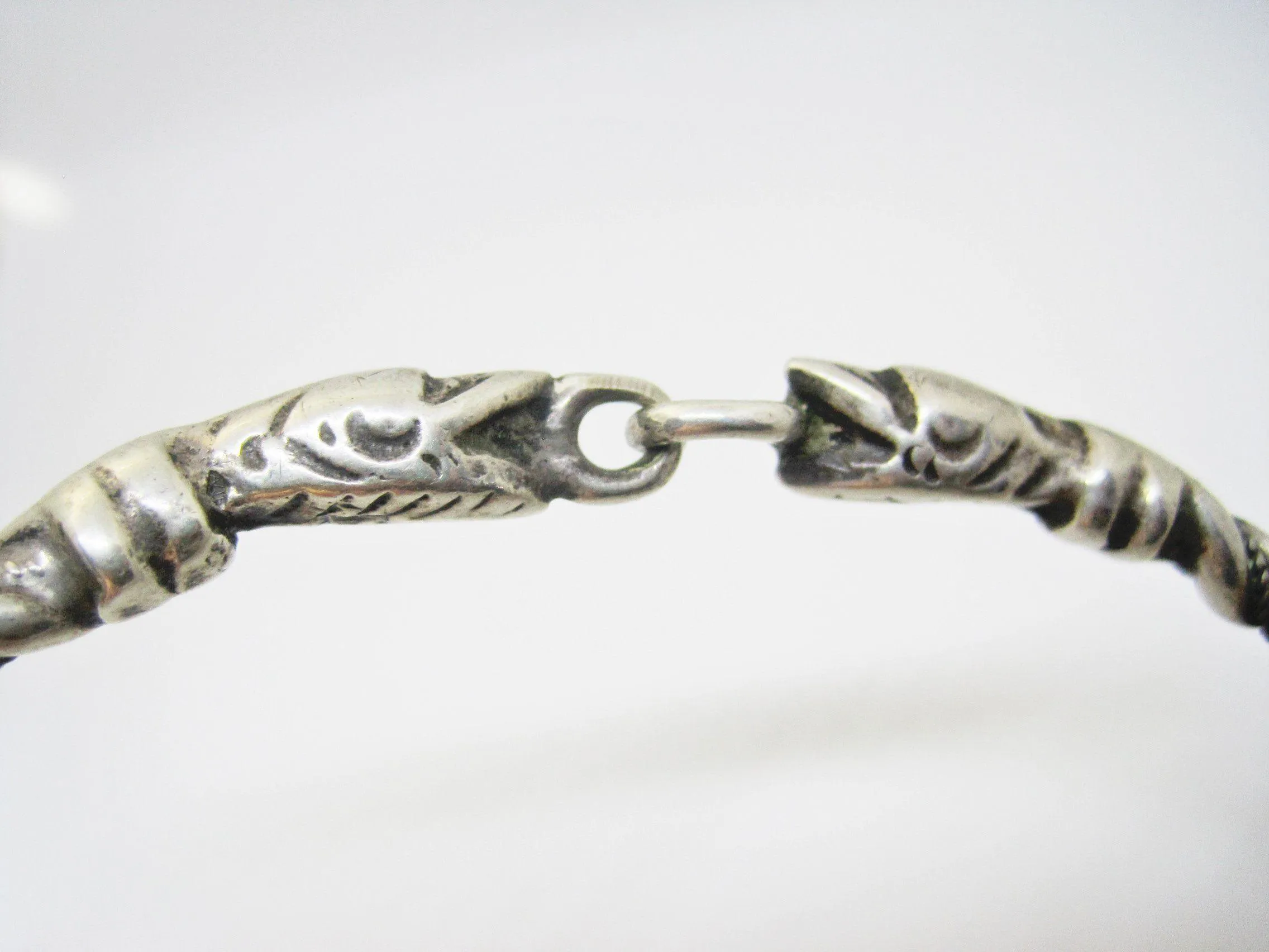 Vintage Berber Anklet, Algerian Silver Snake Foot Bracelet