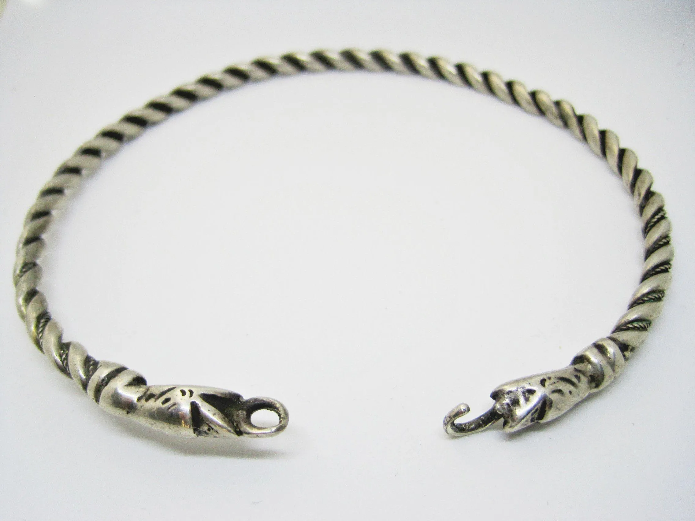 Vintage Berber Anklet, Algerian Silver Snake Foot Bracelet