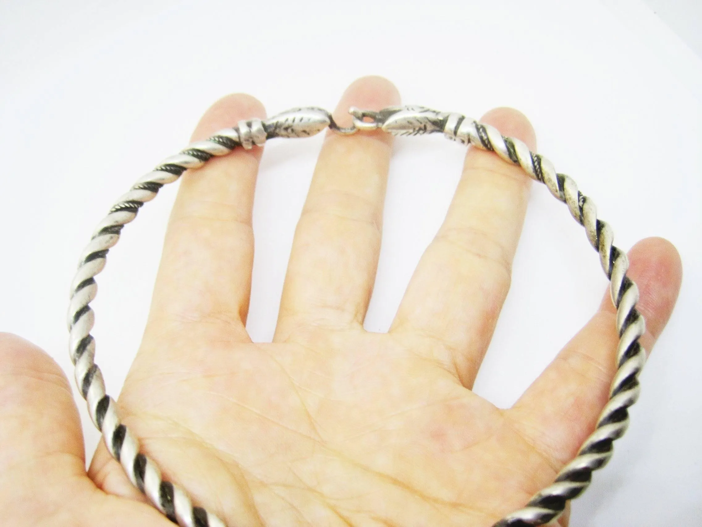 Vintage Berber Anklet, Algerian Silver Snake Foot Bracelet