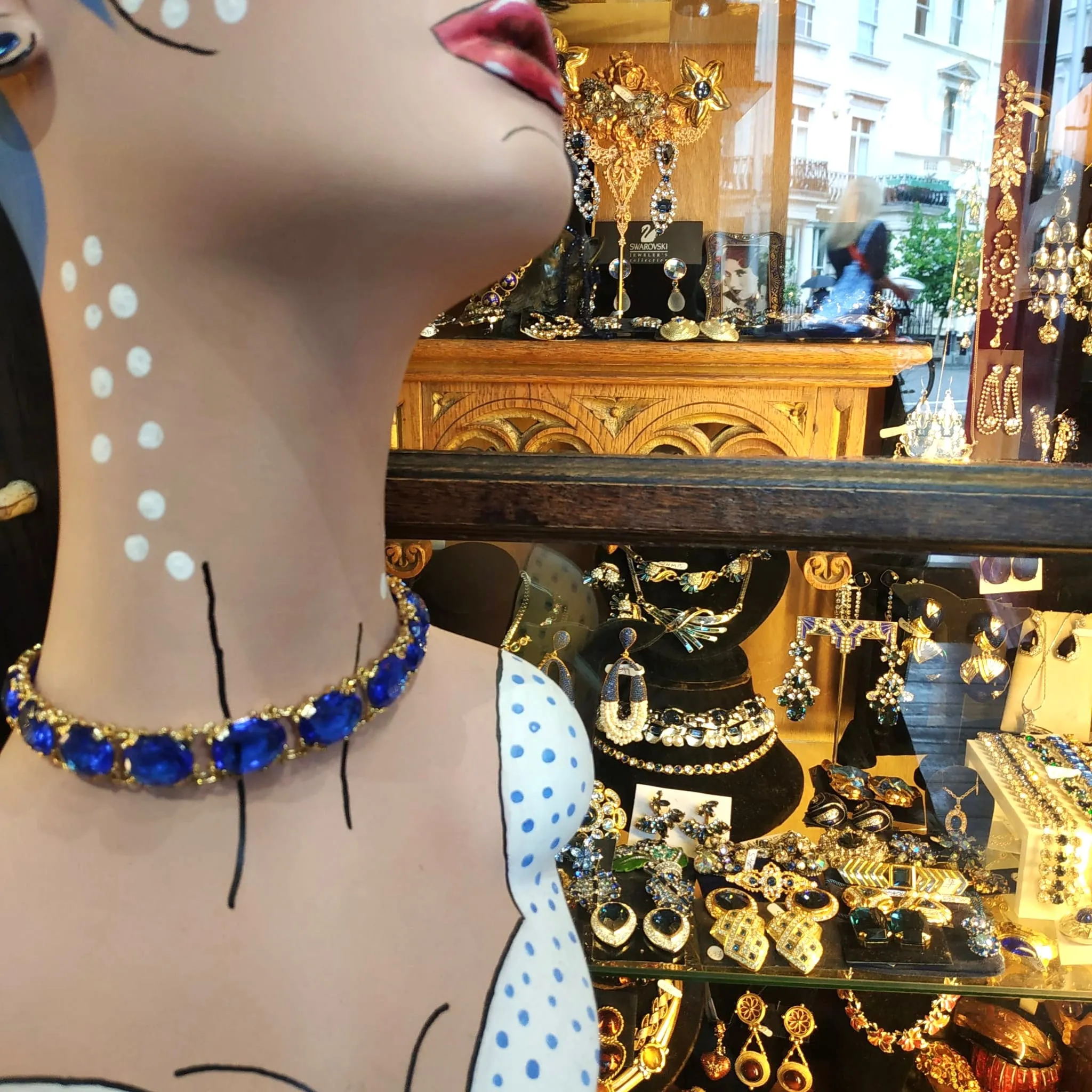 Vintage Blue Glass Choker Necklace