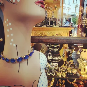 Vintage Blue Glass Choker Necklace