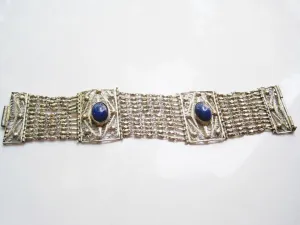 Vintage Egyptian Bracelet 800 Silver and Lapis