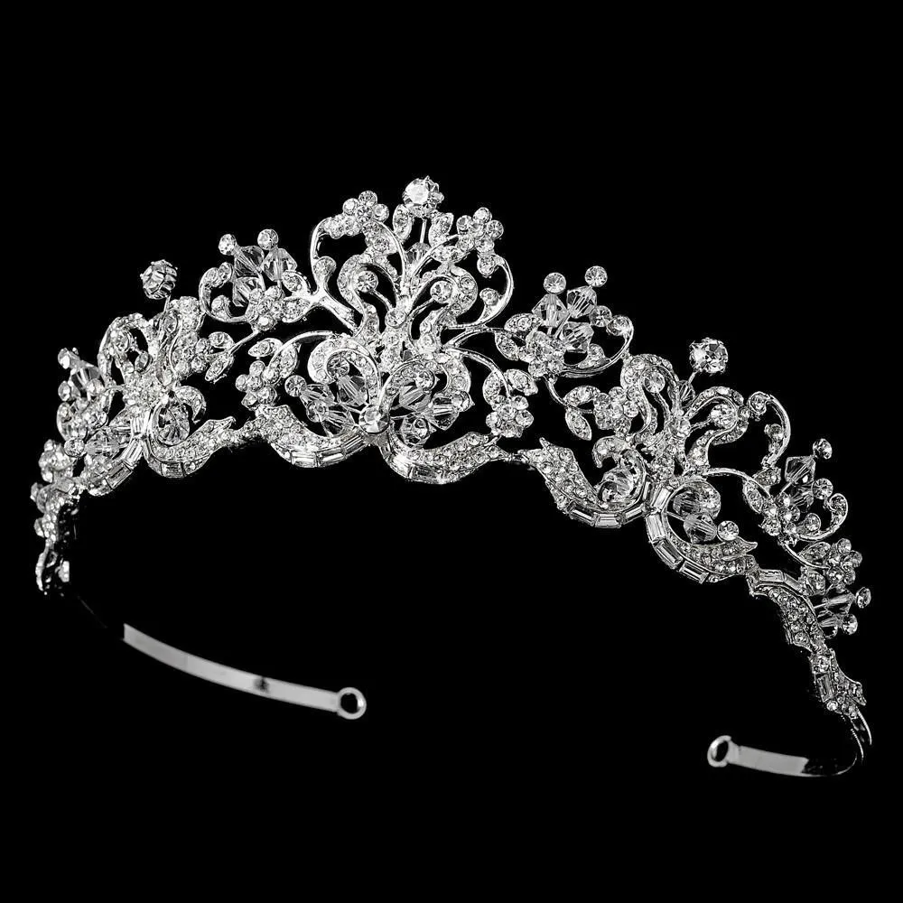 Vintage Inspired Silver Crystal Wedding Tiara Crown