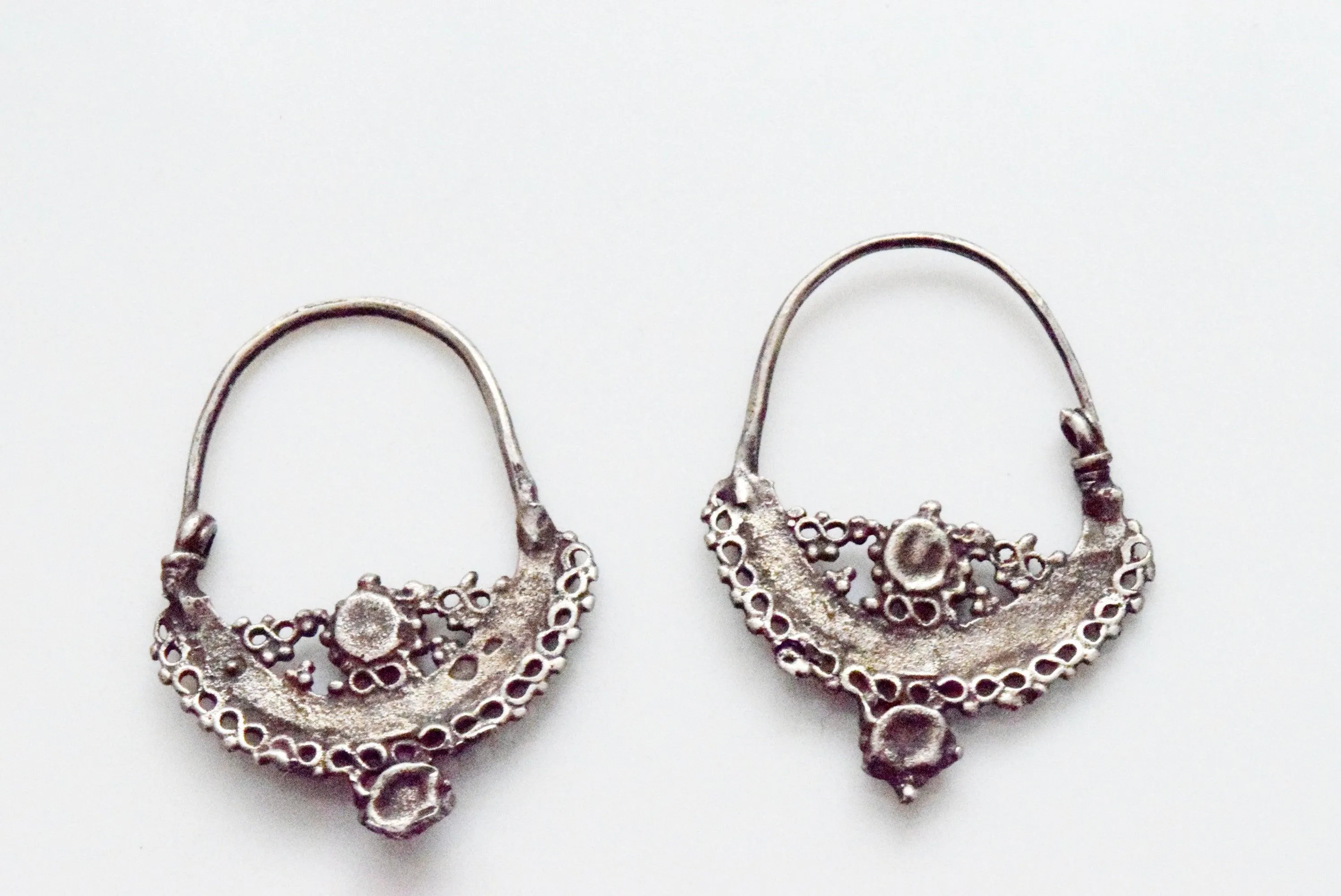 Vintage Silver Pashtun Hoop Earrings