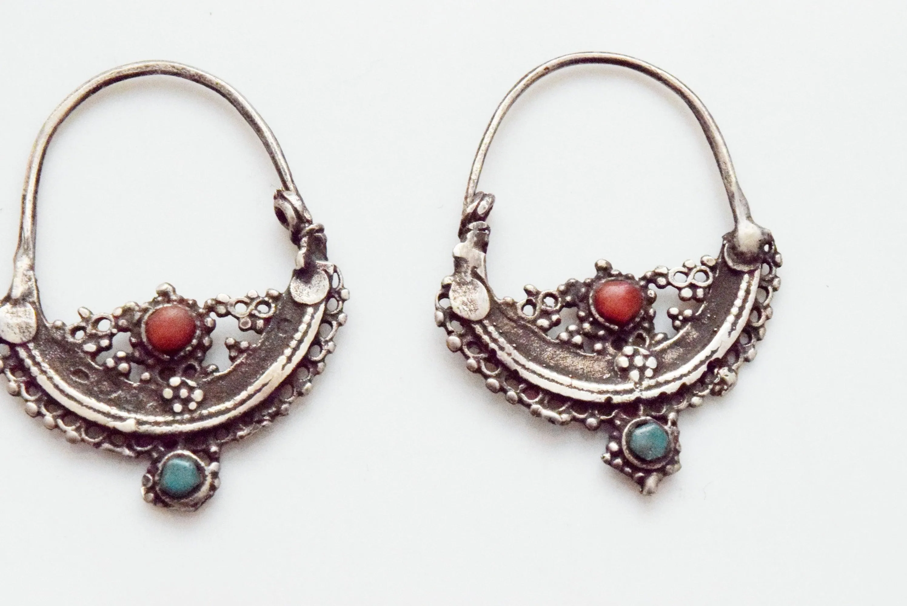 Vintage Silver Pashtun Hoop Earrings