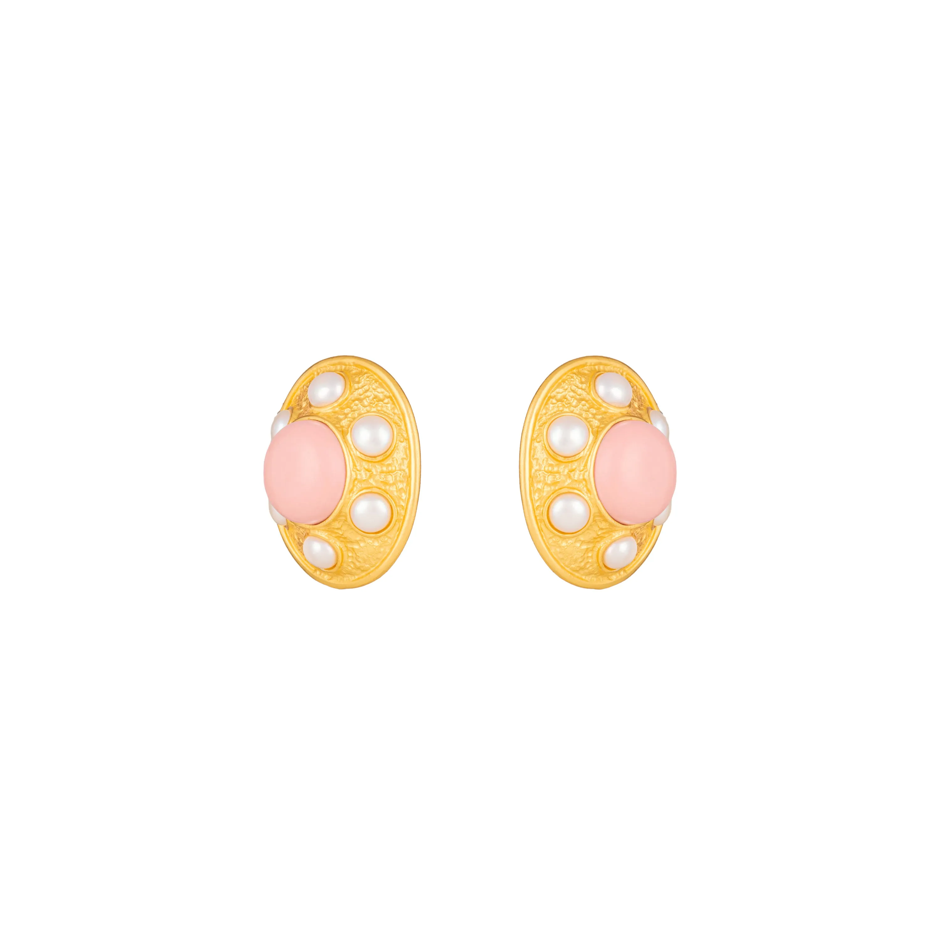 Vivienne Earrings Pink Coral & Pearls