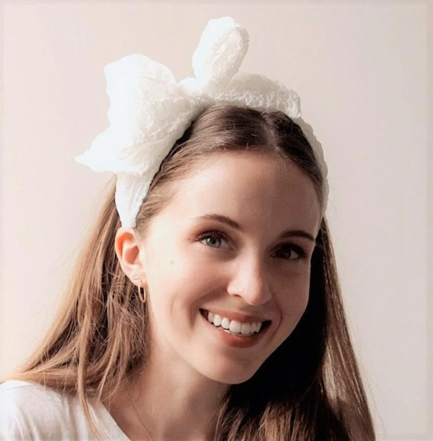 waffle bow knotted headband pretty hairband for women