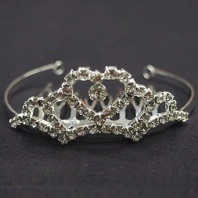 Wedding Rhinestone Tiara Comb Hairpiece, 1-1/4-inch, Heart