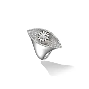 White Gold Reflections Cocktail Ring with White Diamonds