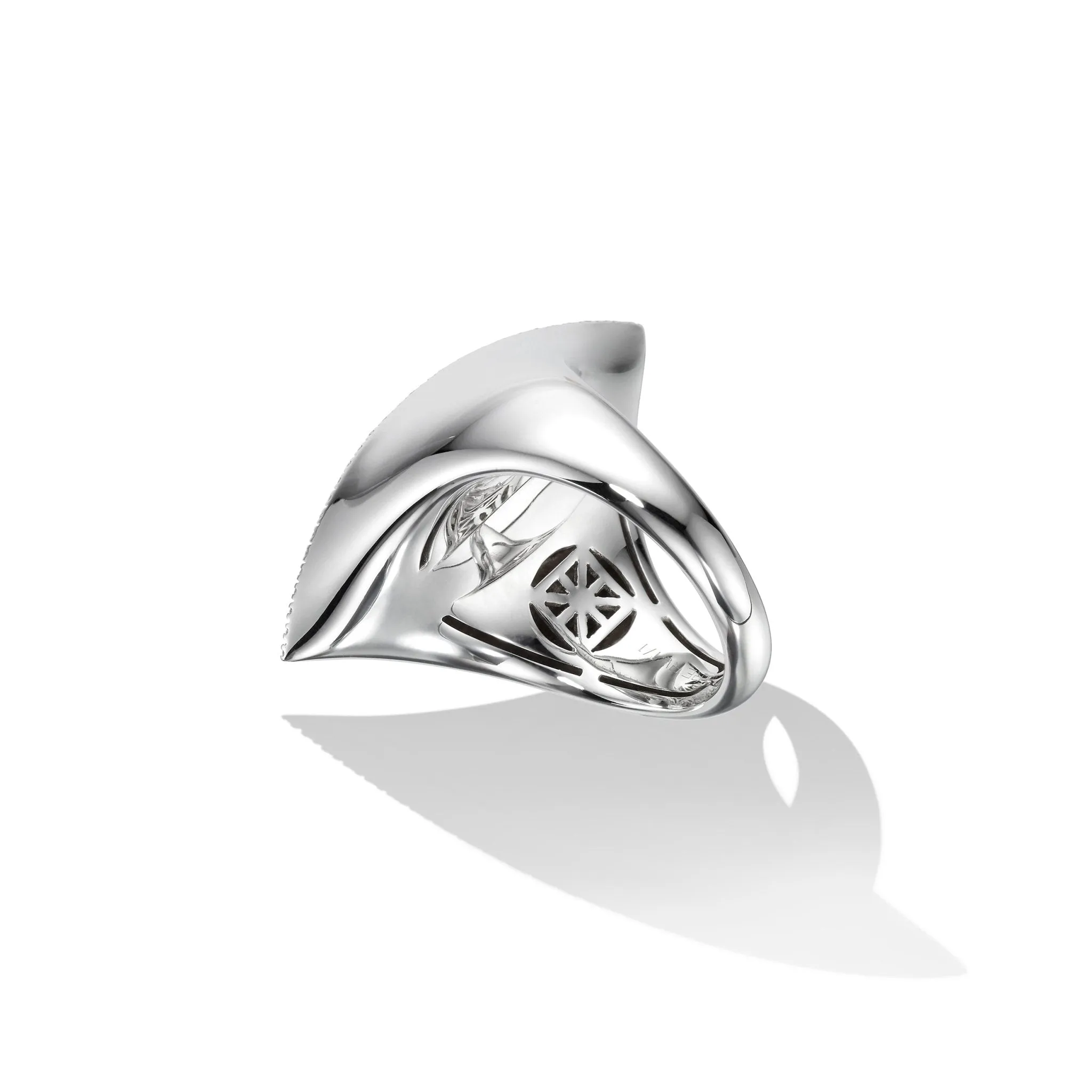 White Gold Reflections Cocktail Ring with White Diamonds